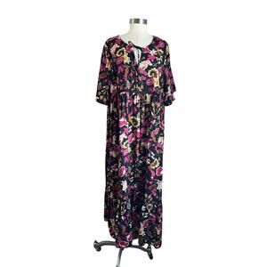 Rusttydustty Plus Size Boho Floral Maxi Dress Cottagecore Festival 4XL